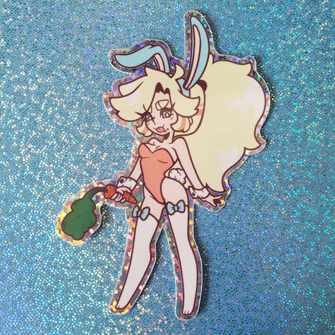 Peach Bunny Holographic Sticker